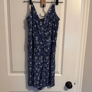 LOFT Blue Floral Jumpsuit